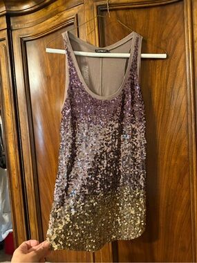 Express Lavender and Gold Sequin Tank Top